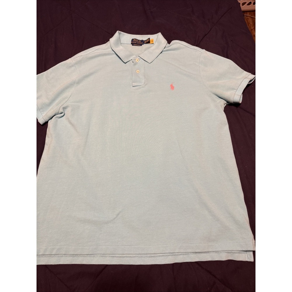 Polo‎ Ralph Lauren Custom Slim Fit Short Sleeve Polo Shirt Baby Blue Men's XL TG